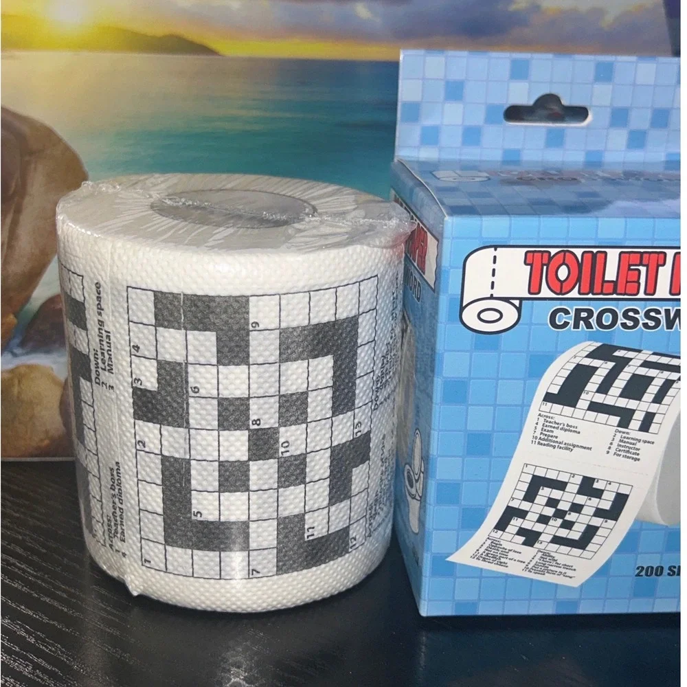 Toilet‎ Paper Gag Gift Crossword Novelty 3 Ply 200 Sheets Game White Elephant